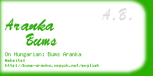 aranka bums business card